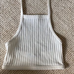 White halter crop top